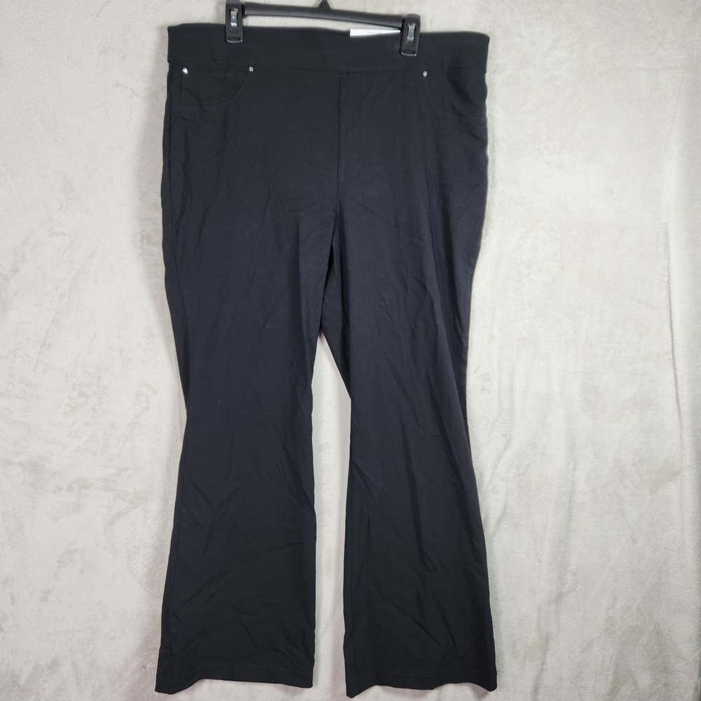 INC Flare Leg Pants Womens XL Black High Rise Bengaline Career Office Casual NWT